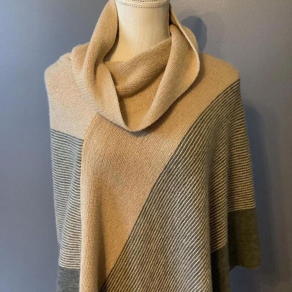 Chicos  Multi-Color Knit Poncho with Stylish Cowl Neck - Picture 2 of 6